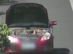 Mobilnya Terbakar, Pengemudi Ini Padamkan Api dengan Semangka