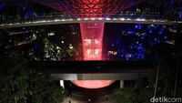 Potret Air Terjun Jewel Changi di Malam Hari