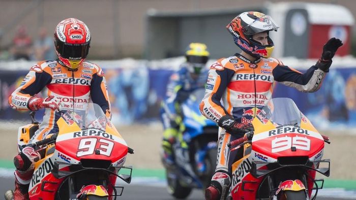JUDI ONLINE Jorge Lorenzo dan Marc Marquez (Jorge Guerrero / AFP)