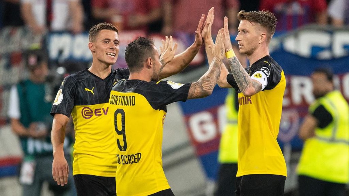 Borussia Dortmund lolos ke babak kedua DFB Pokal. (Foto: Marius Becker / dpa / AFP)