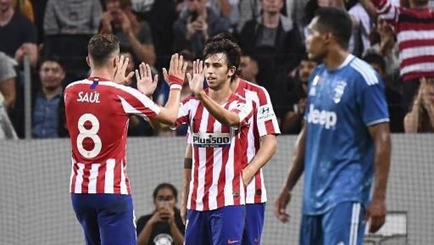 Joao Felix usai mencetak gol ke gawang Juventus, Minggu (11/8)