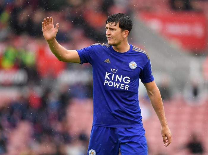 STOKE ON TRENT, ENGLAND - JULY 27: Harry Maguire of Leicester looks on during the Pre-Season Friendly match between Stoke City and Leicester City at the Bet365 Stadium on July 27, 2019 in Stoke on Trent, England. (Photo by Michael Regan/Getty Images)