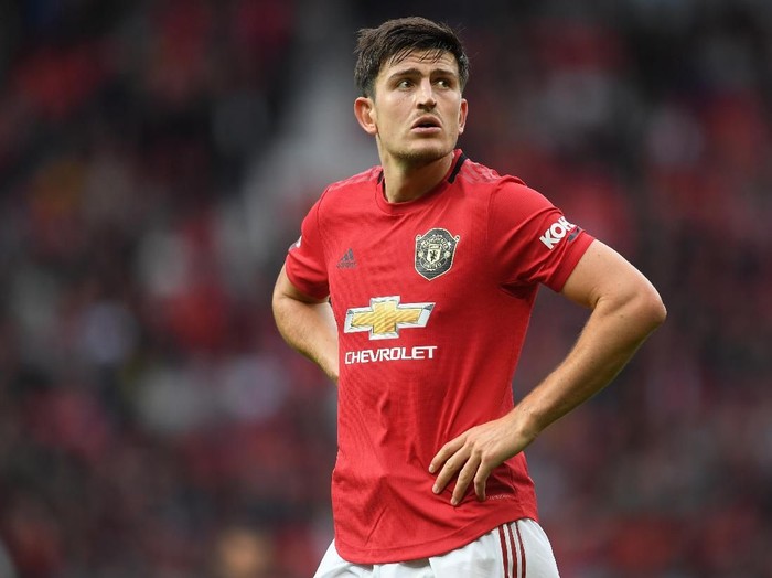 MANCHESTER, ENGLAND - AUGUST 11: Harry Maguire of Manchester United looks on during the Premier League match between Manchester United and Chelsea FC at Old Trafford on August 11, 2019 in Manchester, United Kingdom. (Photo by Michael Regan/Getty Images)