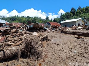 Batu Besar dan Kayu Terjang Belasan Rumah Saat Banjir di Kulawi Sigi