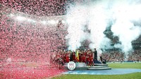 Dengan total empat gelar, Liverpool menyamai koleksi gelar Madrid di kompetisi ini. Koleksi gelar Liverpool cuma kalah dari Barcelona dan Milan yang sama-sama punya lima gelar. Reuters/Murad Sezer.
