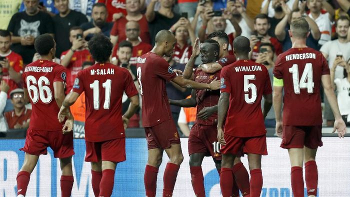 Liverpool juara Piala Super Eropa 2019 usai kalahkan Chelsea lewat adu penalti (AP Photo/Lefteris Pitarakis) Liverpool juara Piala Super Eropa 2019 usai kalahkan Chelsea lewat adu penalti (AP Photo/Lefteris Pitarakis)