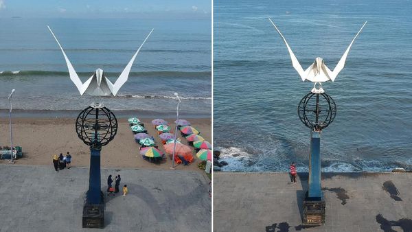 Before-After, Dampak Abrasi Monumen Merpati Perdamaian