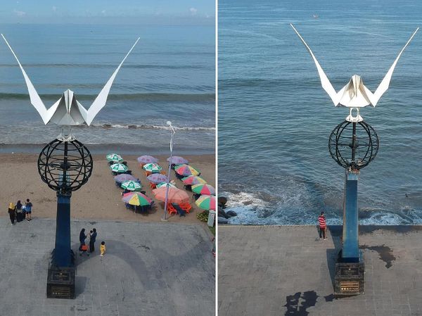 Before-After, Dampak Abrasi Monumen Merpati Perdamaian