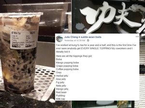 Antimainstream! Penggemar Milk Tea Ini Pesan 13 Topping Sekaligus