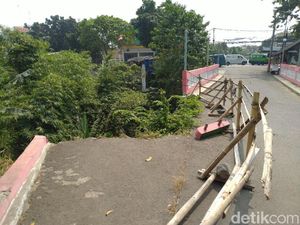 Ambles Sejak 2018, Jembatan Muarasari Bogor Belum Diperbaiki Ambles Sejak 2018, Jembatan Muarasari Bogor Belum Diperbaiki
