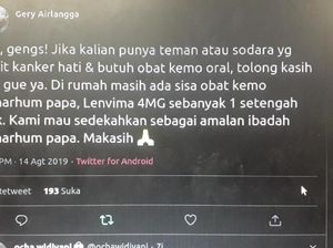Baik Banget! Netizen Sumbangkan Obat Kanker Hati Bagi yang Membutuhkan
