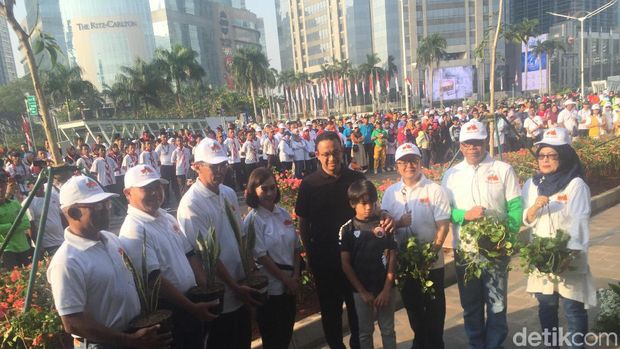 Kurangi Polusi Udara, Anies Tanam Bougenville di Sepanjang Jalan Sudirman