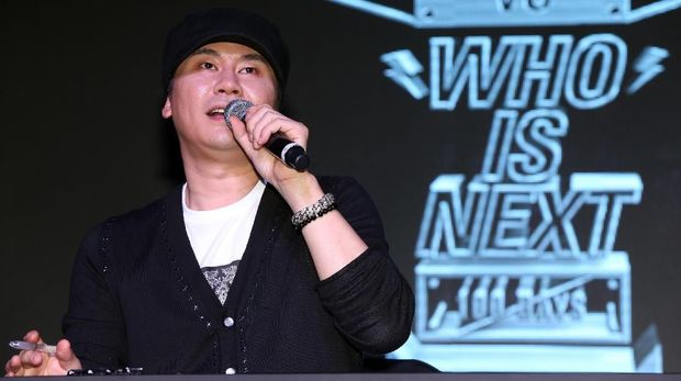 This photo taken on August 20, 2013 shows YG entertainment CEO  Yang Hyun-suk attending tvN's new reality show 