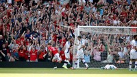 MU memecah kebuntuan pada menit ke-89. Gol itu dicetak oleh Daniel James. Reuters/Paul Childs.