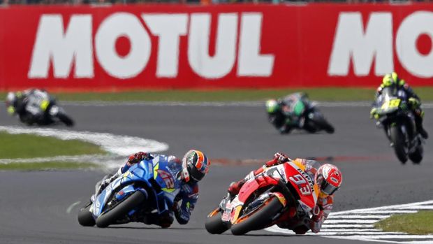 Marc Marquez harus puas jadi runner up di MotoGP Inggris. 