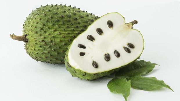 Buah Sirsak Soursop or Guanabana on white background