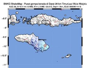 Gempa M 4,4 Guncang Wula Waijelu di Sumba Timur