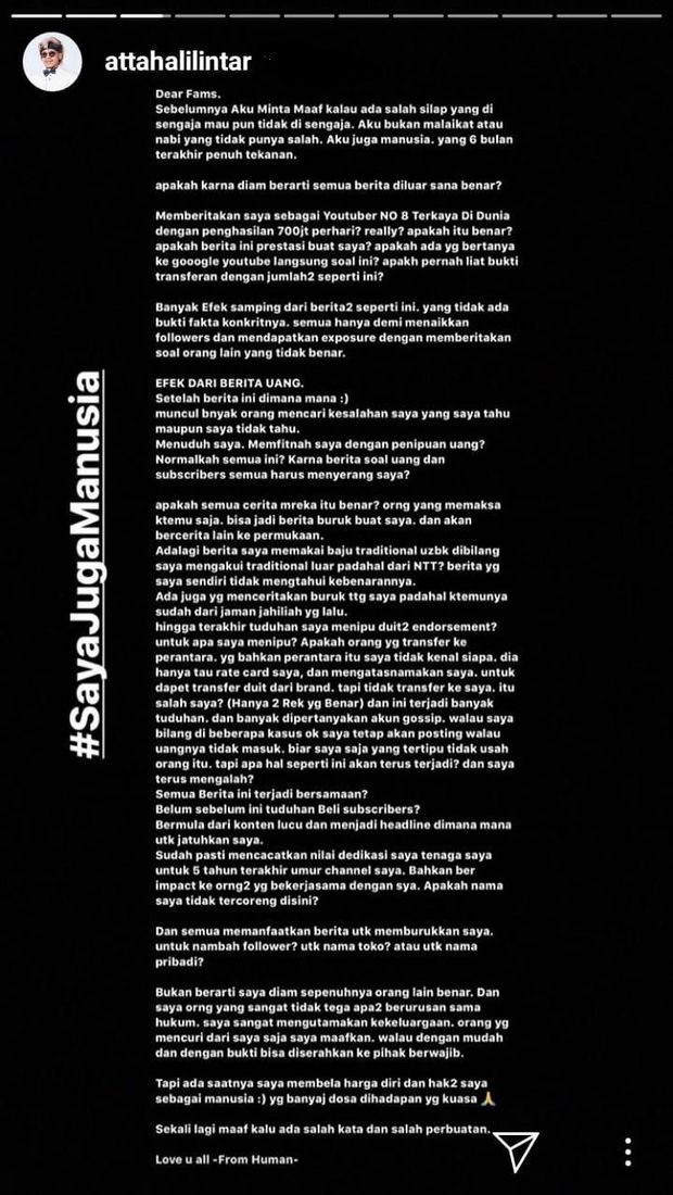 Permintaan maaf Atta Halilintar
