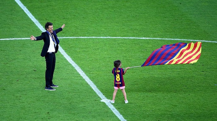 BERLIN, GERMANY - JUNE 06:  Luis Enrique manager of Barcelona celebrates victory after the UEFA Champions League Final between Juventus and FC Barcelona at Olympiastadion on June 6, 2015 in Berlin, Germany.  (Photo by Martin Rose/Getty Images)