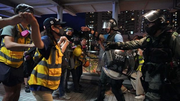 ilustrasi demo anti pemerintah di Hong Kong