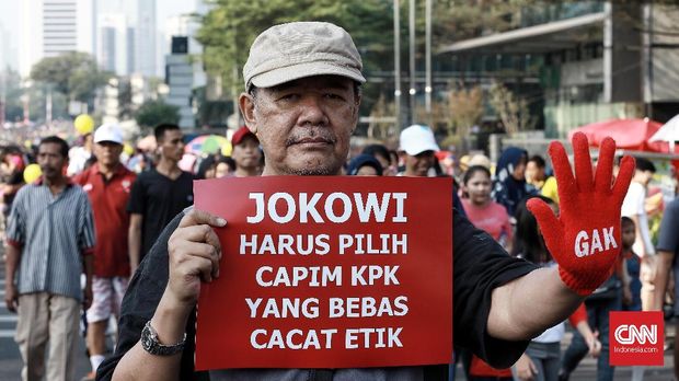 Aksi protes Koalisi Masyarakat Sipil terhadap capim KPK yang cacat etik.