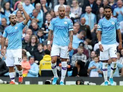 Manchester City memetik kemenangan meyakinkan 4-0 saat menjamu Brighton & Hove Albion di lanjutan Liga Inggris. Sergio Aguero bikin dua gol di laga ini. REUTERS/Jon Super.