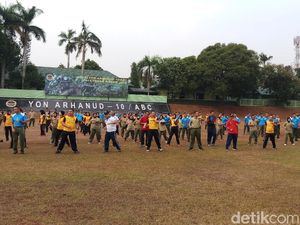 Tingkatkan Sinergi, Personel TNI-Polri di Jaksel Kompak Olahraga Bareng