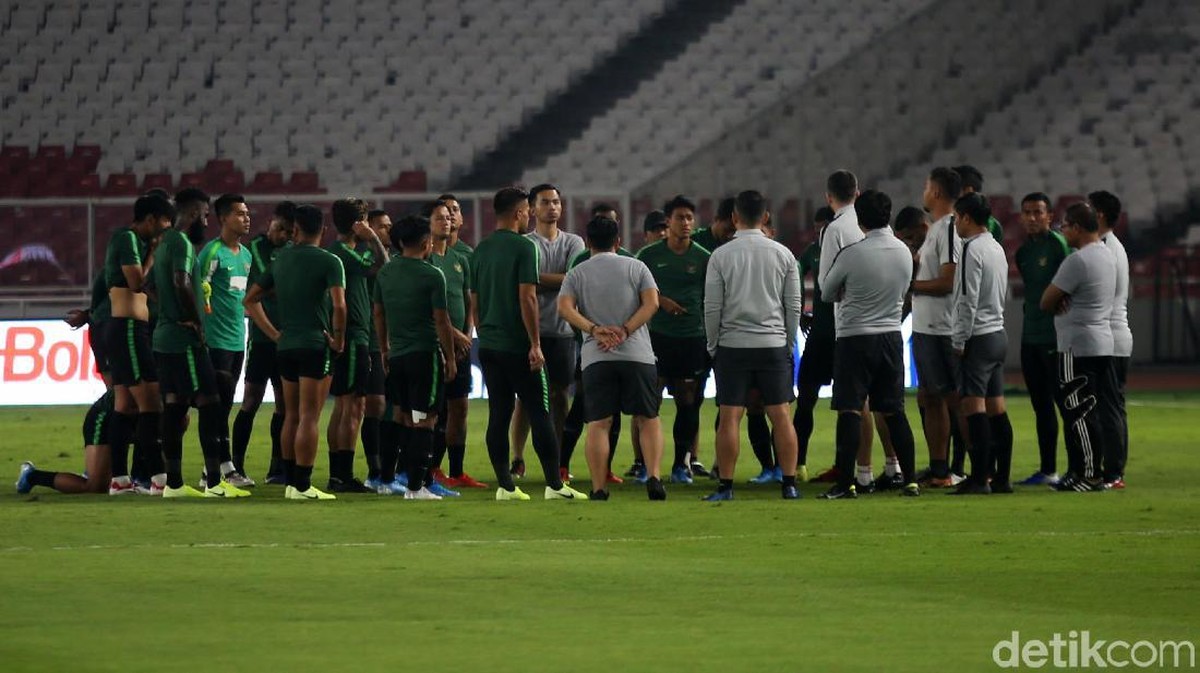 Skuat Indonesia jelang laga melawan Malaysia di Kualifikasi Piala Dunia 2022. (Foto: Agung Pambudhy/detikSport)