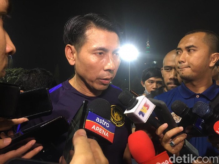 Pelatih Timnas Malaysia Tan Cheng Hoe saat sesi latihan Kualifikasi Piala Dunia 2022 zona Asia