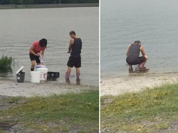 Duh, Pemilik Resto Ini Tertangkap Cuci Alat Dapur di Danau!