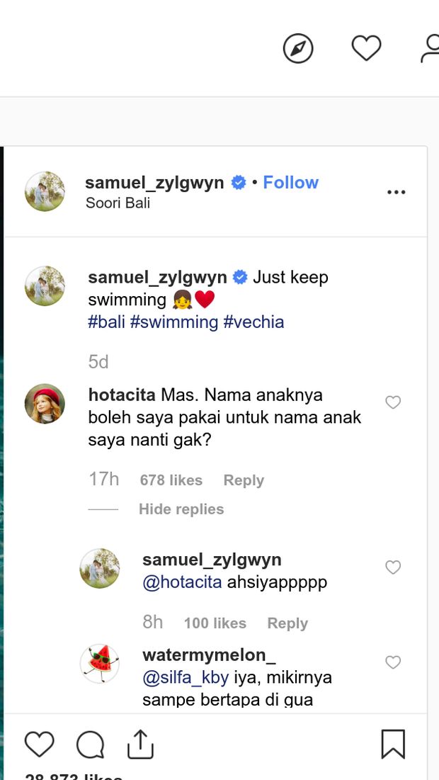 Samuel Zylgwyn tanggapi netizen yang akan menggunakan nama anaknya