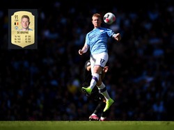 Kevin de Bruyne beberapa kali dihantam cedera musim lalu. Tapi gelandang serang Manchester City ini masih berada di posisi lima dengan rating 91 sebagai gelandang tengah (ist.)