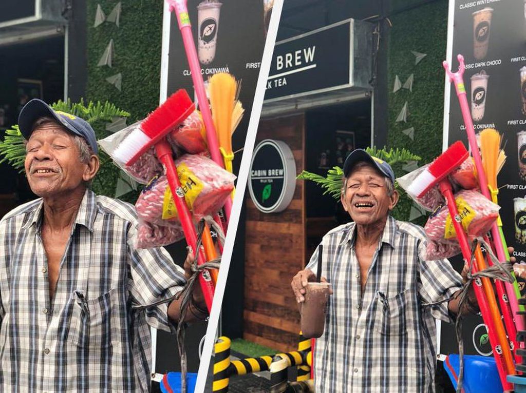 Minum Milk Tea Pertama Kali, Kakek Penjual Sapu Ini Viral Minum Milk Tea Pertama Kali, Kakek Penjual Sapu Ini Viral