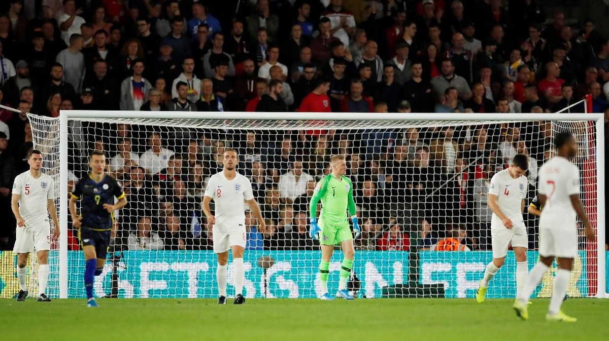 Timnas Inggris kebobolan tiga gol saat menjamu Kosovo di lanjutan Kualifikasi Piala Eropa 2020 (Foto: Andrew Boyers/Action Images via Reuters)