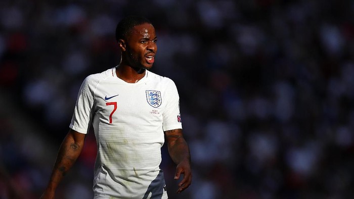 LONDON, ENGLAND - SEPTEMBER 07:  Raheem Sterling of England looks on during the UEFA Euro 2020 qualifier match between England and Bulgaria at Wembley Stadium on September 07, 2019 in London, England. (Photo by Julian Finney/Getty Images)