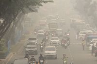 Kabut asap akibat karhutla di Riau sangat pekat