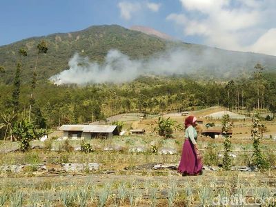 Penampakan Kepulan Asap Kebakaran Gunung Slamet