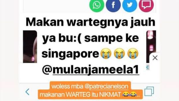 Mulan Jameela tanggapi makan di warteg