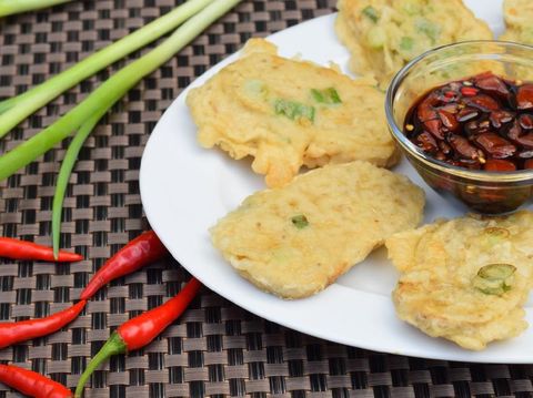 Tempe Mendoan with Kecap Manis, Indonesian food
