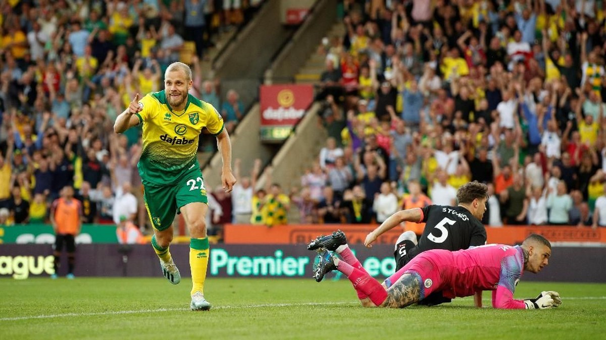 Manchester City kalah 2-3 di markas Norwich City dalam lanjutan Liga Inggris (Foto: John Sibley/Action Images via Reuters)