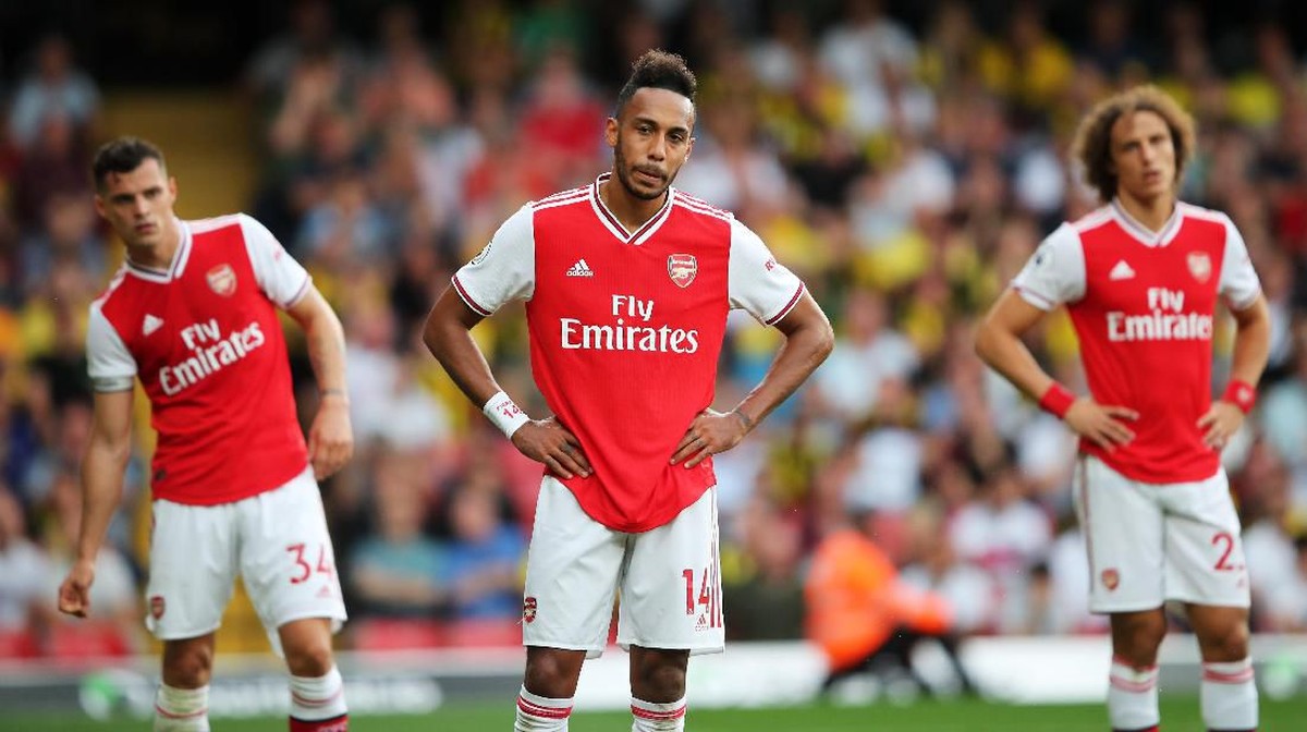Pierre-Emerick Aubameyang menyayangkan kesalahan lini belakang saat Arsenal diimbangi Watford (Foto: Marc Atkins/Getty Images)