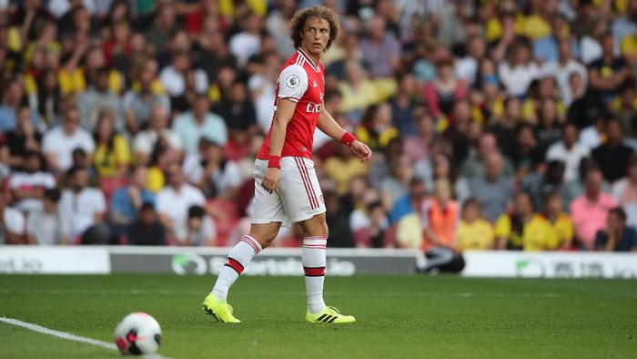 WATFORD, ENGLAND - SEPTEMBER 15: David Luiz of Arsenal during the Premier League match between Watford FC and Arsenal FC at Vicarage Road on September 14, 2019 in Watford, United Kingdom. (Photo by Marc Atkins/Getty Images)
