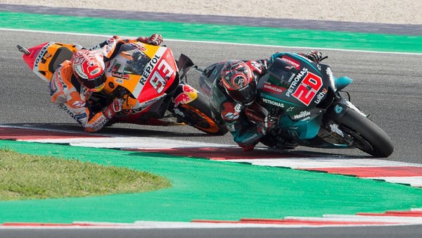 Fabio Quartararo bertarung ketat dengan Marc Marquez. (Foto: Mirco Lazzari gp/Getty Images)