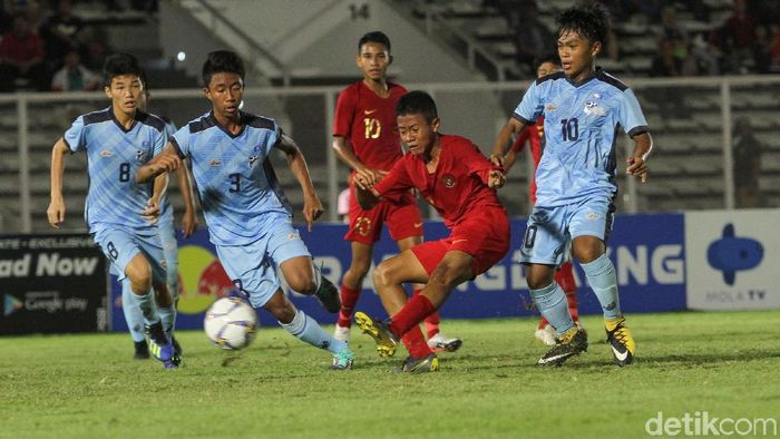 Timnas Indonesia U-16 menang besar 15-1 atas Kepulauan Mariana Utara. (Foto: Rifkianto Nugroho/detikcom)