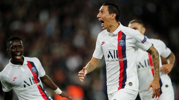 PSG vs Real Madrid Soccer Football - Champions League - Group A - Paris St Germain v Real Madrid - Parc des Princes, Paris, France - September 18, 2019 Paris St Germains Angel Di Maria celebrates scoring their second goal REUTERS/Benoit Tessier