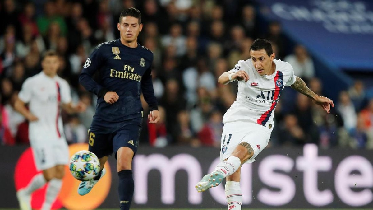 Angel Di Maria mencetak dua gol ke gawang Real Madrid untuk membawa PSG menang 3-0 (Foto: Benoit Tessier/Reuters)