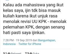 Dosen UMY Ini Izinkan Mahasiswanya Bolos demi Demo Tolak Revisi UU KPK