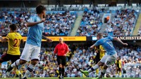 Gol kedelapan Manchester City dicetak oleh De Bruyne di menit ke-85. Reuters/Phil Noble.
