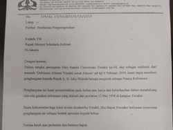 Beredar Surat Trisakti akan Beri Jokowi Gelar Putera Reformasi