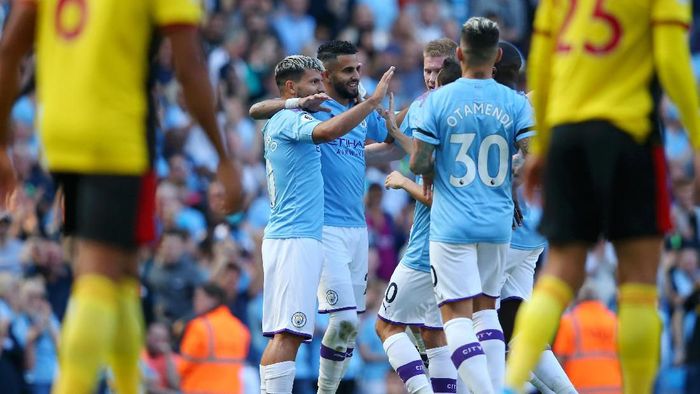 Manchester City pesta delapan gol tanpa balas saat menjamu Watford. (Foto: Alex Livesey/Getty Images)